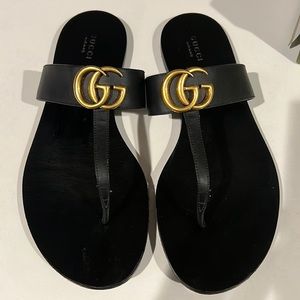 Gucci Flat Sandals Black Nero Size 40